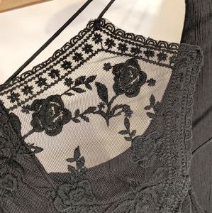 Abercrombie Black Lace String High Neck Tank Top
